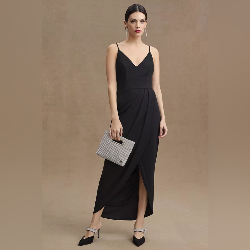 BHLDN x Anthropologie Lyra V-Neck Faux-Wrap Stretch Crepe Midi
Dress